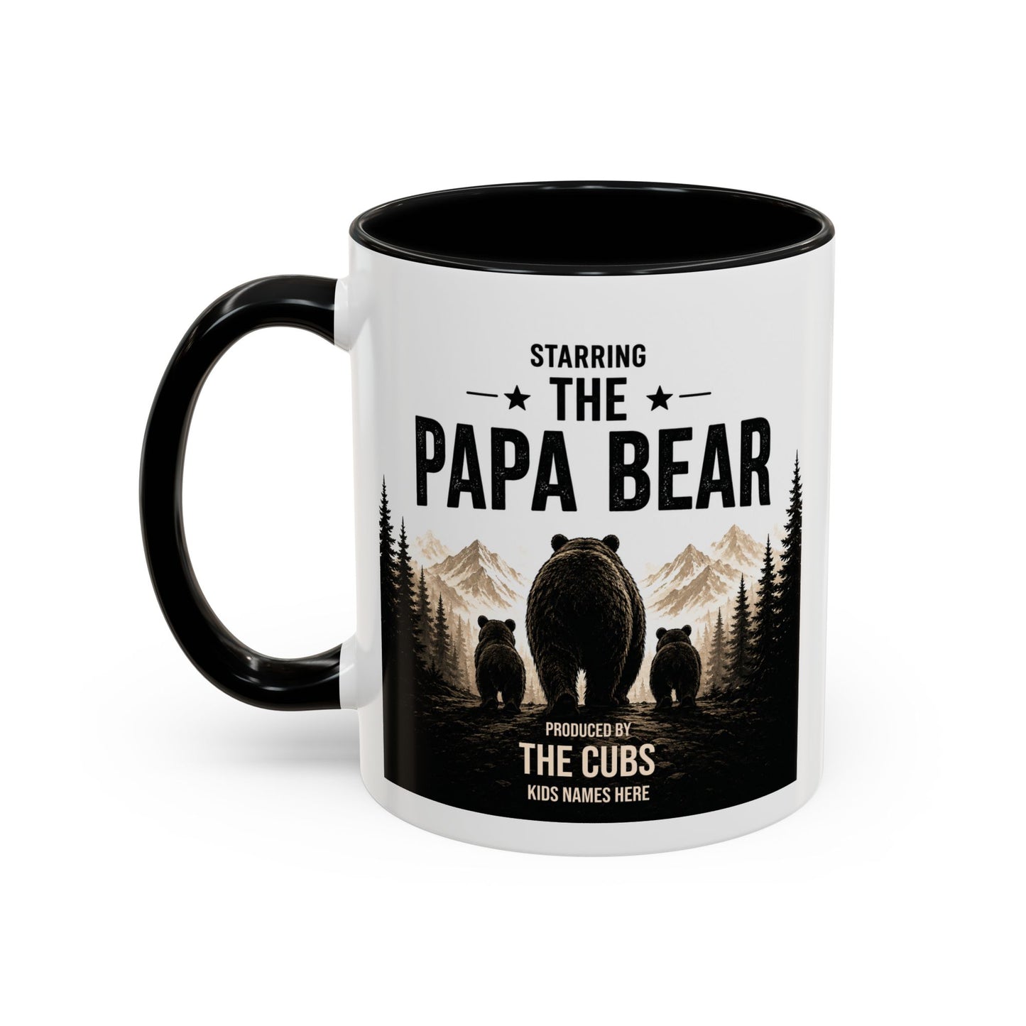 Papa Bear Mug for Dad – Personalised Coffee Mug Gift for Fathers (11oz)