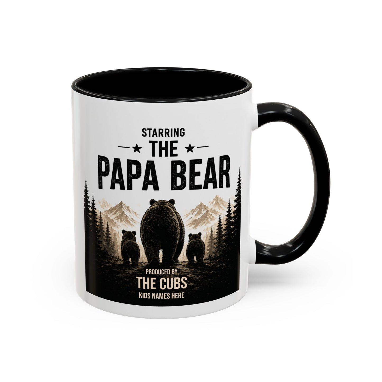 Papa Bear Mug for Dad – Personalised Coffee Mug Gift for Fathers (11oz)