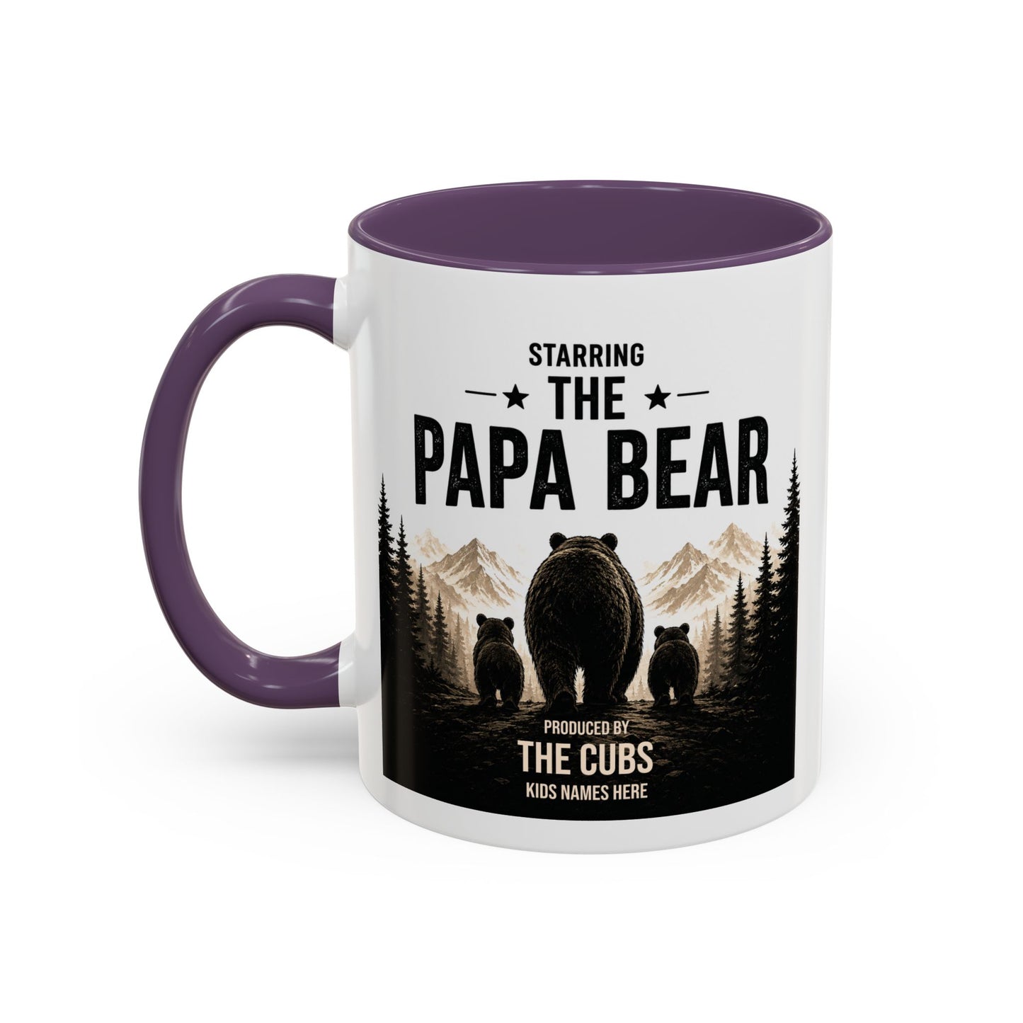Papa Bear Mug for Dad – Personalised Coffee Mug Gift for Fathers (11oz)